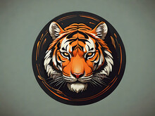 Flat Vector Logo Of "Tiger" ,Tiger Logo ,Tiger Illustration