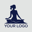 Women yoga logo lotus position on white background 