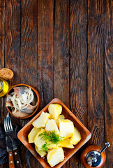 Wall Mural - Salted Fish with Boiled Potato and Pickled Onions