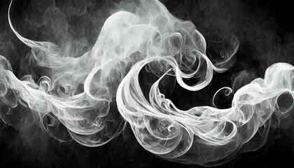 Wall Mural - abstract white smoke texture on vintage black background