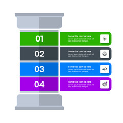 Sticker - Infographic template. Greek column with 4 steps