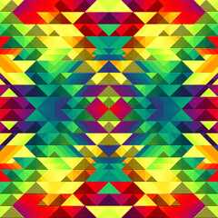 Aufkleber - Colorful Aztec Fabric, Wallpaper and Home Decor. Abstract seamless tileable pattern. Triangles aztec background. Vector image.