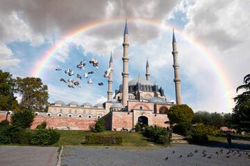 Wall Mural - Selimiye Mosque with bright blue sky - Edirne, Turkey