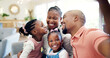 © N F/peopleimages.com - Black family, selfie and memory with parents and children at home, love and bonding, happy and social media. Live streaming, happiness and portrait, together and people smile in picture for post