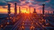 © fajar - Close up Industrial view at oil refinery plant form industry zone with sunrise and cloudy sky