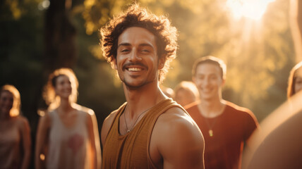 Canvas Print - Joyful Young Friends Laughing Together Outdoors