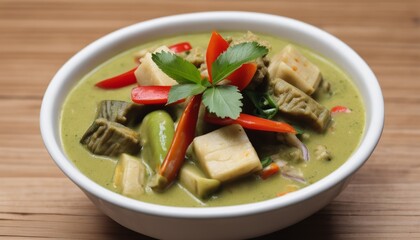 Canvas Print - A bowl of soup with vegetables and tofu