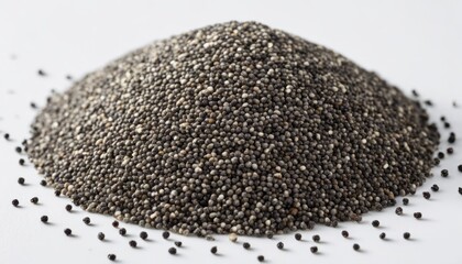 Sticker - A pile of black peppercorns on a white background