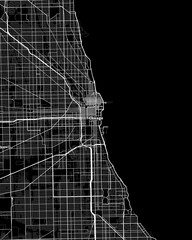 Wall Mural - Chicago Illinois Map, Detailed Dark Map of Chicago Illinois