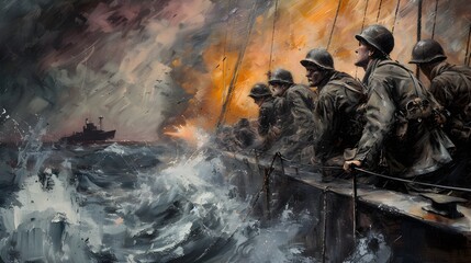 Wall Mural - Paint art watercolor sketch of World war 2 in history illustration design.