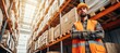 Experienced male warehouse worker in a spacious and well lit distribution center