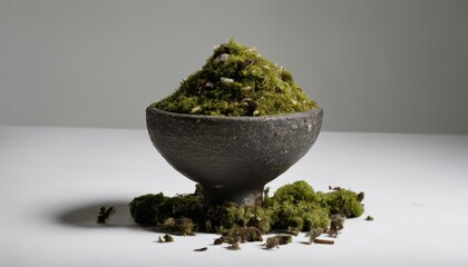 Sticker - A bowl of moss and rocks on a table