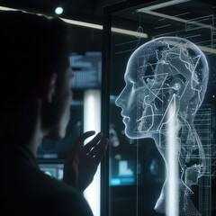 Wall Mural - artificial intelligence, integration, computer, android, mechanical robot