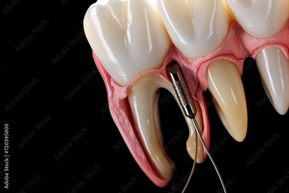 A dental device connected to a tooth, used for necessary treatment ...