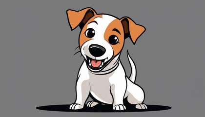 Poster - A cute white and brown dog with a black nose and tongue