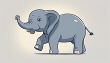A Cartoon Elephant With A Trunk In Its Mouth