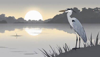 Poster - A bird standing on the grass near a body of water