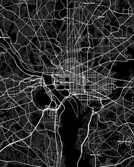 Poster - Washington DC Map, Detailed Dark Map of Washington DC