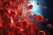 This image displays red blood cells, which play a crucial role in the circulatory systems oxygen transport and overall health, Red blood cells arterial blood stream health biology, AI Generated