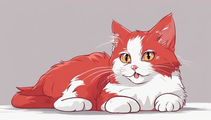 Poster - A red and white cat with yellow eyes