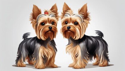 Poster - Two yorkies standing next to each other