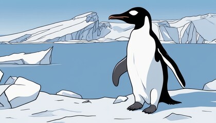 Poster - A penguin standing on a rocky area near the water