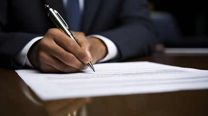 Close up of business professionals negotiating a contract and sealing the deal with a handshake