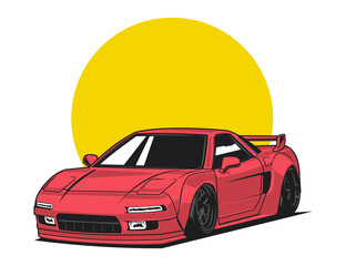 Wall Mural - red 90s super car vector design illustration graphic