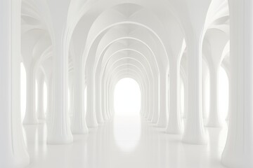 3D rendering corridor pillars background,3d render of a corridor with columns, 3d rendering white corridor pillars background AI generated