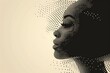 A woman's head silhouette covered in dots. Generative Ai.