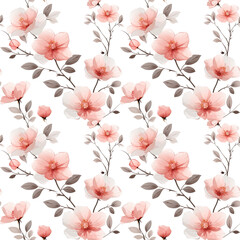 Poster - Seamless pattern with flowers on white background retro style.