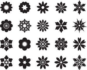 Wall Mural - set of geometric flowers. collection of stylized flower shapes