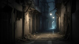 Fototapeta Uliczki - Abandoned street in the old town at night.