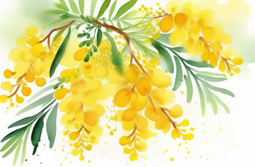 Wall Mural - Yellow mimosa. 8 march day background, mimosa is traditional flowers for international women's day 8 of march.