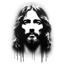 Jesus Christ In Stencil-art Style,black And White, Generative Ai