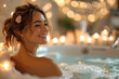 © stock_acc - Beautiful young woman enjoying spa, seating in a jacuzzi