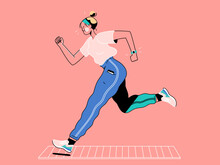 Running Woman Layered Vector Illustration