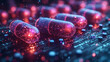pills on a high technology background