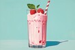 Delicious and refreshing raspberry milkshake in a glass for a perfect breakfast treat