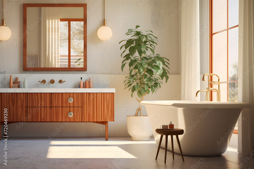 A Mid Century bathroom with terrazzo flooring retro fixture Stock Photo ...
