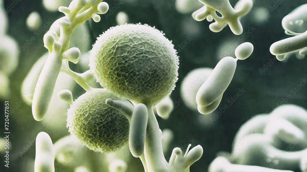 Bacteria, fungi, mold, and yeast on a dark background - candida yeast ...