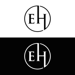 Wall Mural - EH logo. E H design. White EH letter. EH, E H letter logo design. Initial letter EH linked circle uppercase monogram logo. E H letter logo vector design. top logo, Most Recent, Featured,