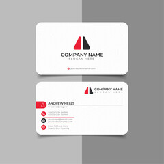 Wall Mural - elegant minimal white and red business card template