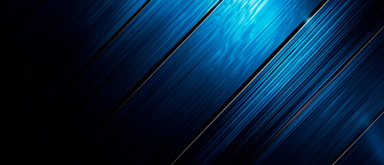 Wall Mural - abstract blue and black light pattern with gradient, wall metal texture, diagonal lines dark background
