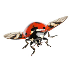 ladybug flying isolated on white or transparent background