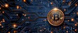 © SKIMP Art - bitcoin in the black network circuit board background Generative AI