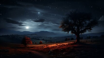 Wall Mural - Ethereal Forest at Night: Milky Way Glow
