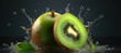 fresh kiwi fruit slices with water splash 30
