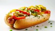 © sitifatimah - Chicago style hot dog against white background