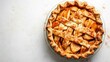Top down view; of a freshly baked Apple Pie on a clean white background